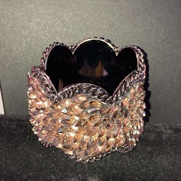 Vintage RARE J Crew Champagne Gold Crystal Clamper Bangle. - Picture 7 of 9